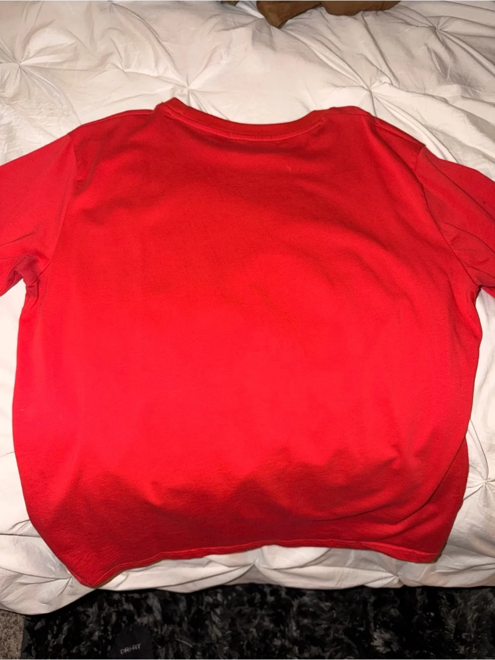 Gucci Adult Red Christmas shirt with White Snowflakes and Green-Gold Stripe